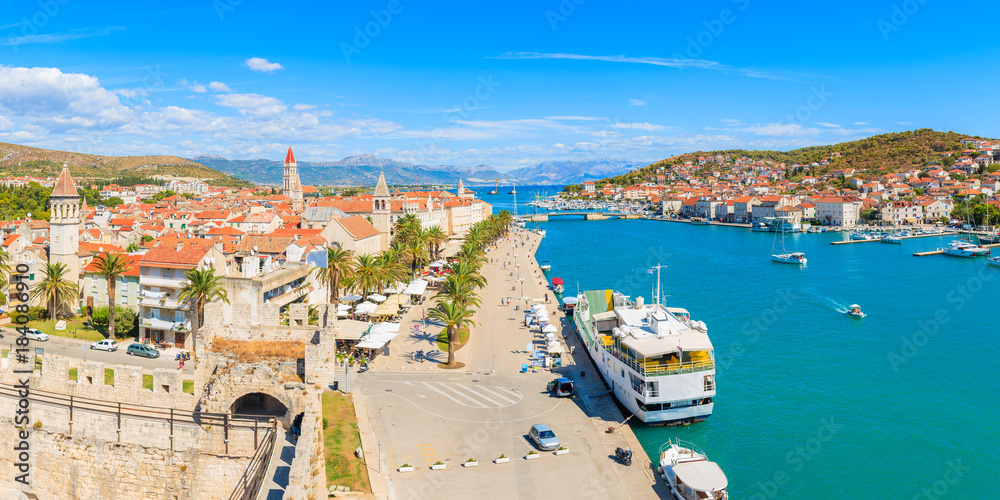 Panorama of Trogir town from castle walls, Dalmatia, Croatia