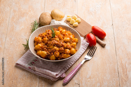 homemade gnocchi with ragout sauce