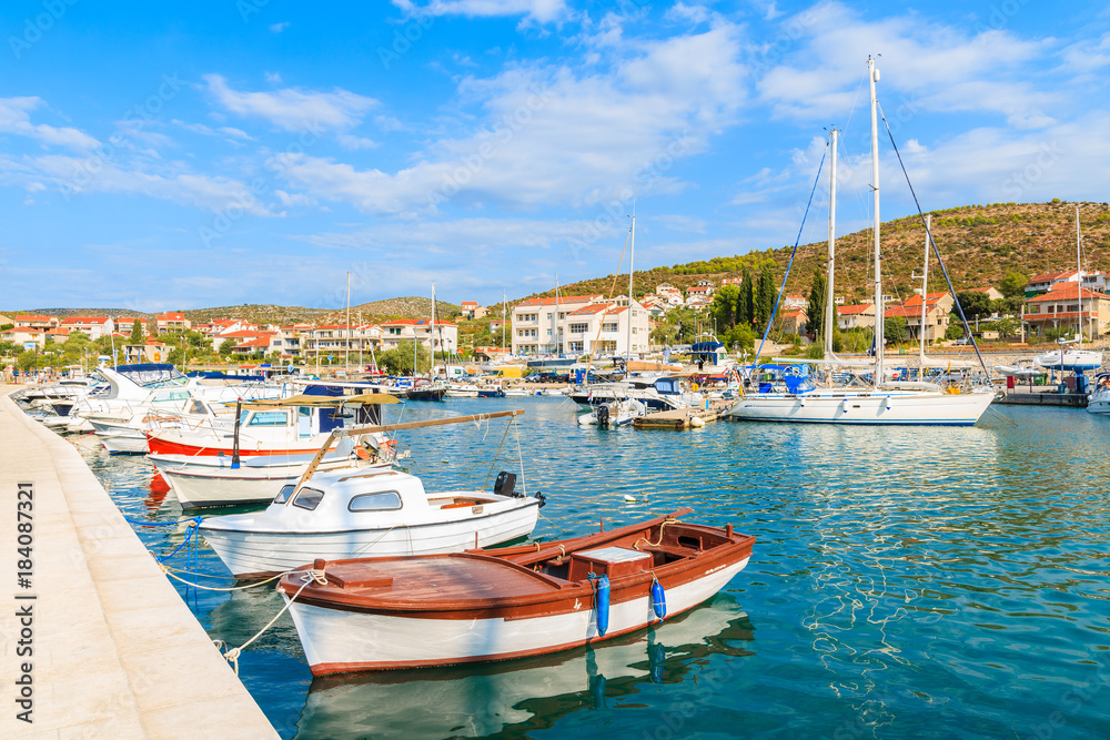 Fishing and sailing boats in Marina Agana port, Dalmatia, Croatia