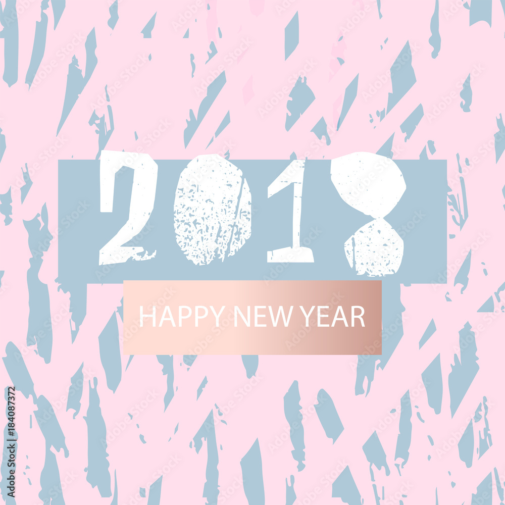 Unusual Creative Artistic Vector Background with hand drawn brush textures. Happy New Year Greeting card , poster, banner, brochure or invitation card. Contemporary abstract festive graphic design Unusual Creative Artistic Vector Background with hand drawn brush textures. Happy New Year Greeting card , poster, banner, brochure or invitation card. Contemporary abstract festive graphic design