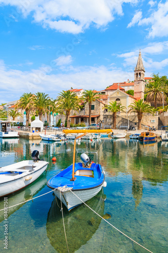 Fishing boats in beautiful Splitska port on Brac island, Croatia