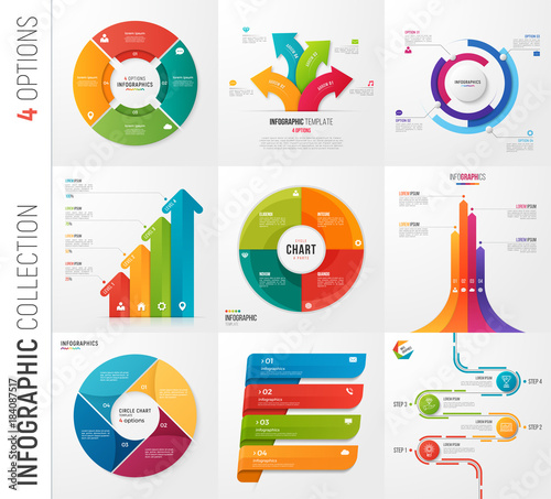 Infographic collection of 4 options vector templates
