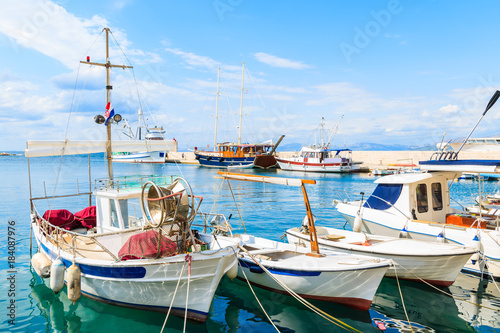 Fishing boats in Postira port, Brac island, Croatia