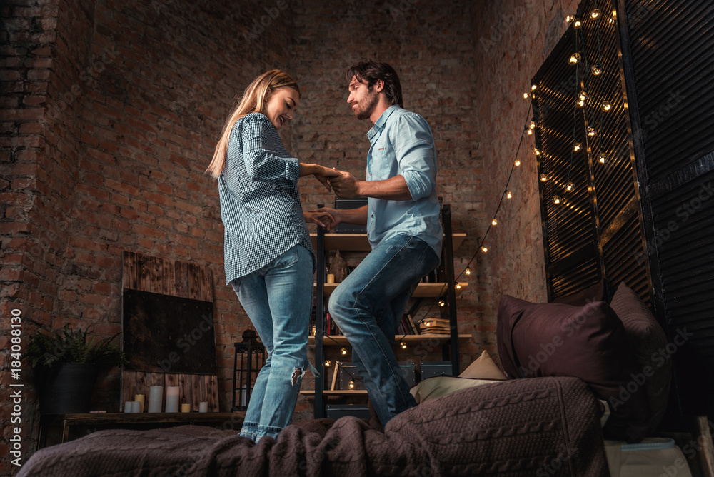 Couple having fun at home