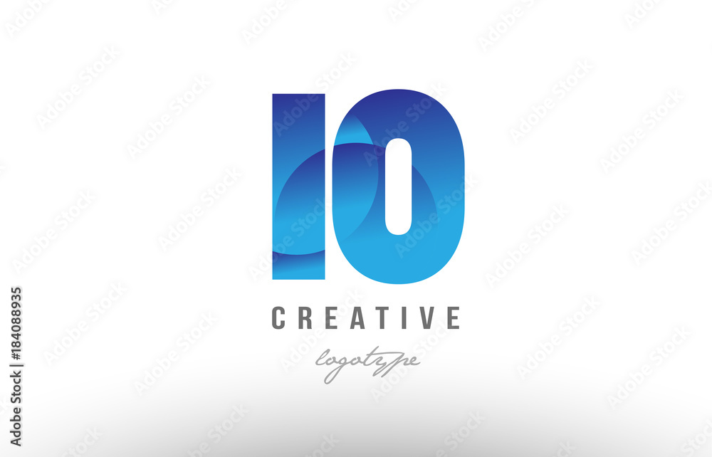 Obraz premium 10 ten blue gradient number numeral digit logo icon design
