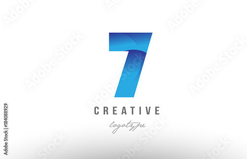 7 seven blue gradient number numeral digit logo icon design
