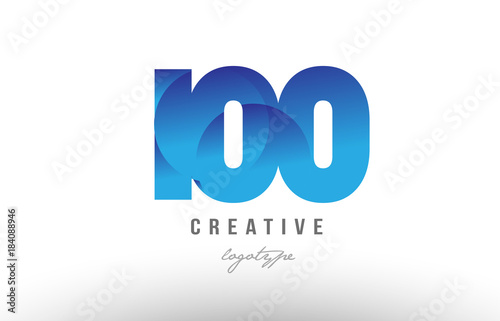 100 blue gradient number numeral digit logo icon design