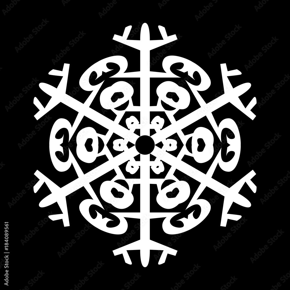 Snowflake Icon Graphic Symbol Design. Vector illustration isolated on black background.