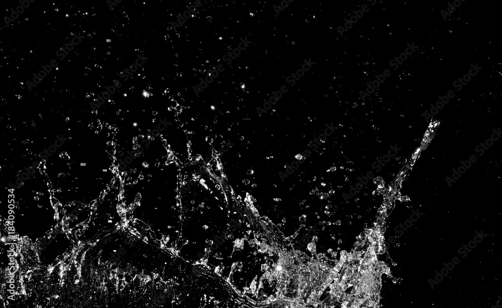 water Splash isolated On black Background