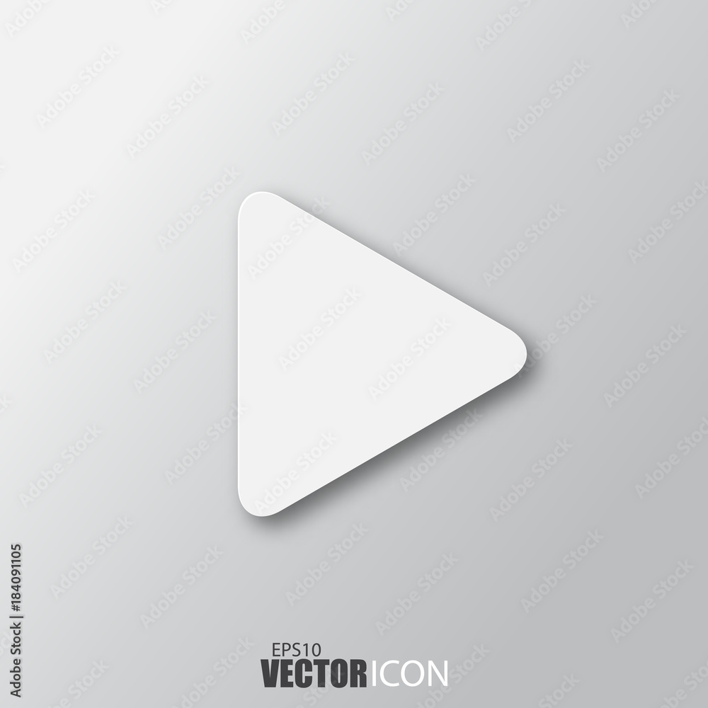 Play icon in white style with shadow isolated on grey background. Play icon in white style with shadow isolated on grey background.
