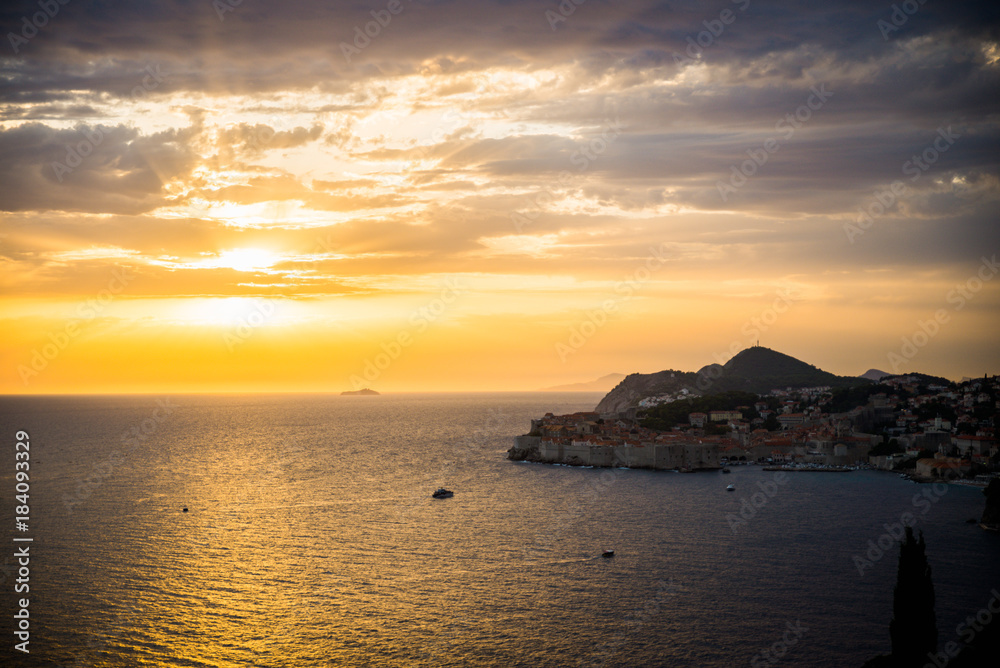 Beautiful scenic seaside landscape at sunset