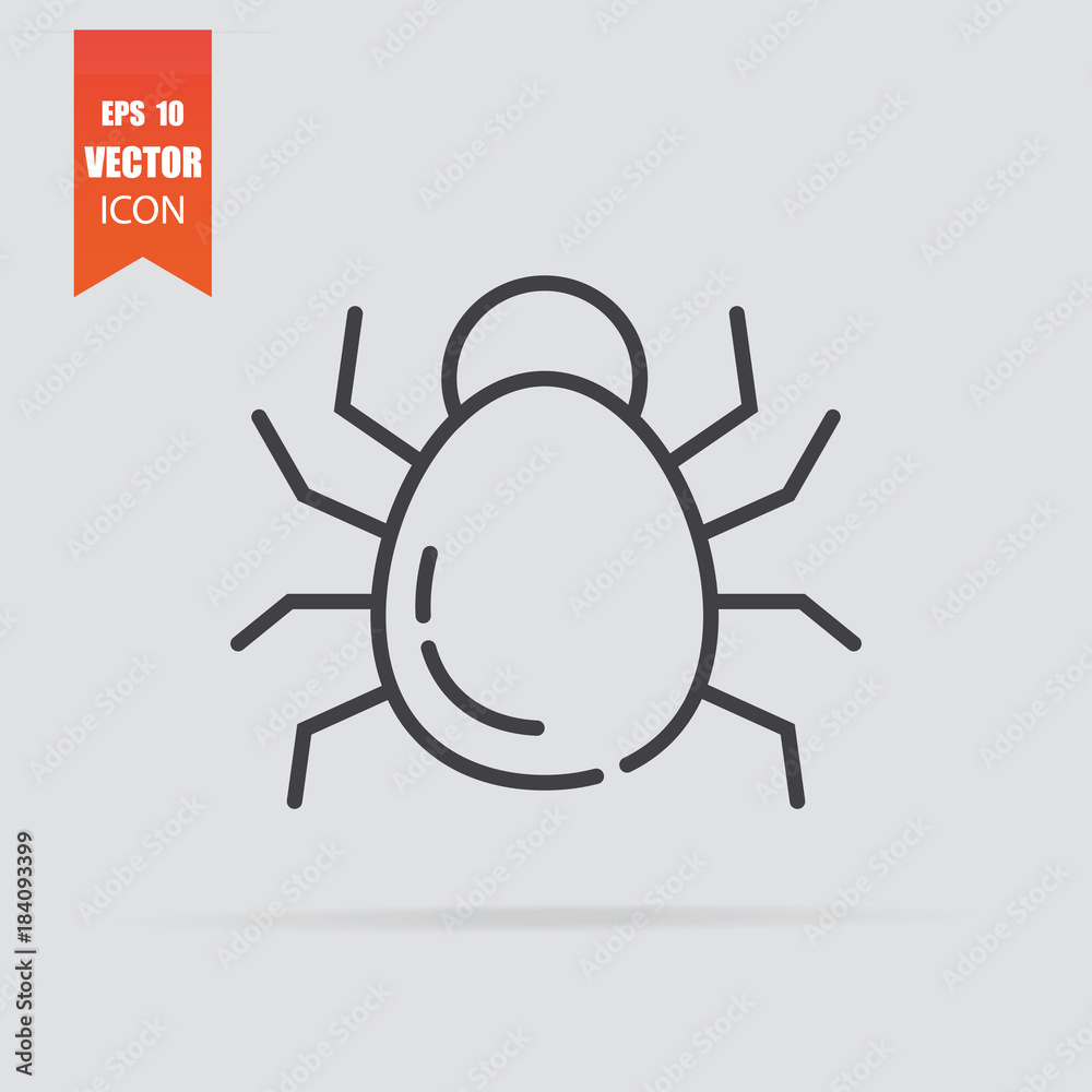 Bug icon in flat style isolated on grey background. Bug icon in flat style isolated on grey background.
