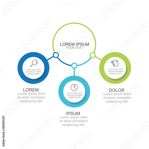 Circle infographic design template three option for business