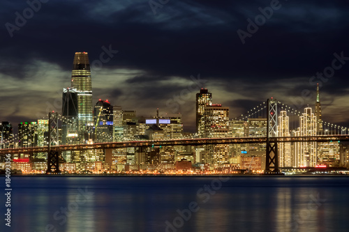 San Francisco Skyline in Holiday Lights. Taken from Middle Harbor Shoreline Park, Oakland, California, USA. © Yuval Helfman