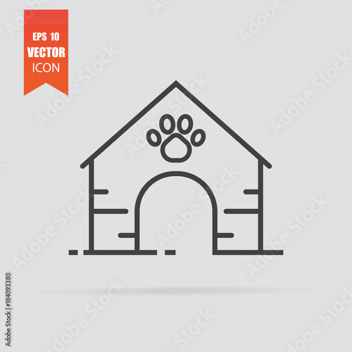 Doghouse icon in flat style isolated on grey background.