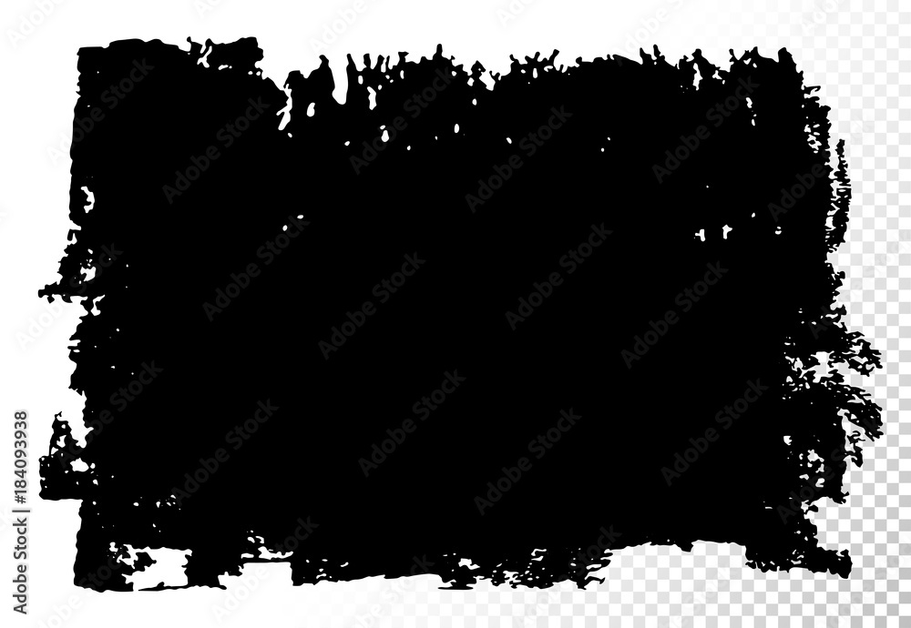 Rectangular text box. Vector black oil stains isolated on white. Hand drawn textured design elements.