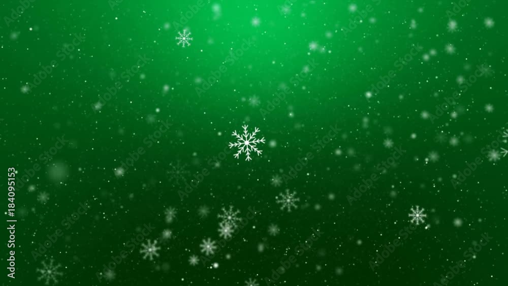 Winter Snowflakes Green background Loop