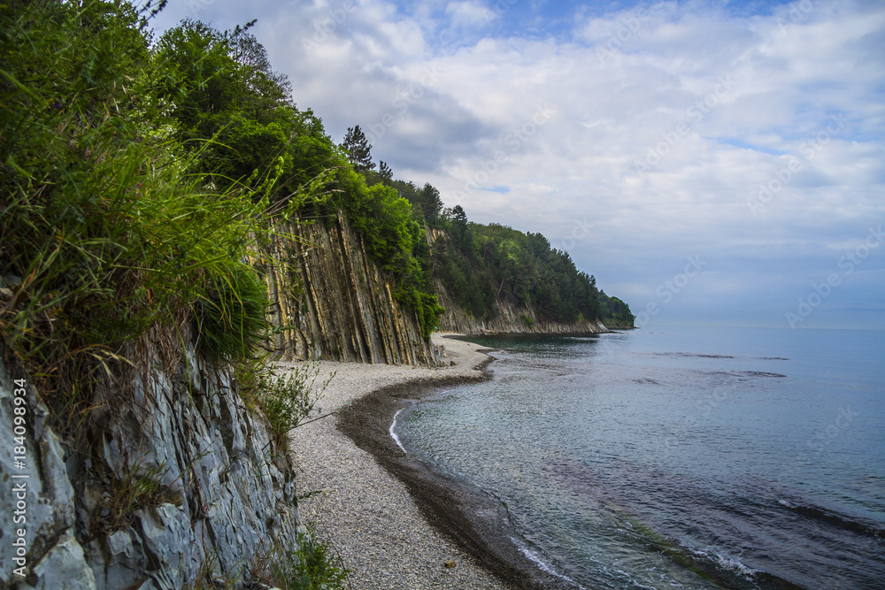 Beautiful landscape at the Black Sea coast and Kiseleva rock