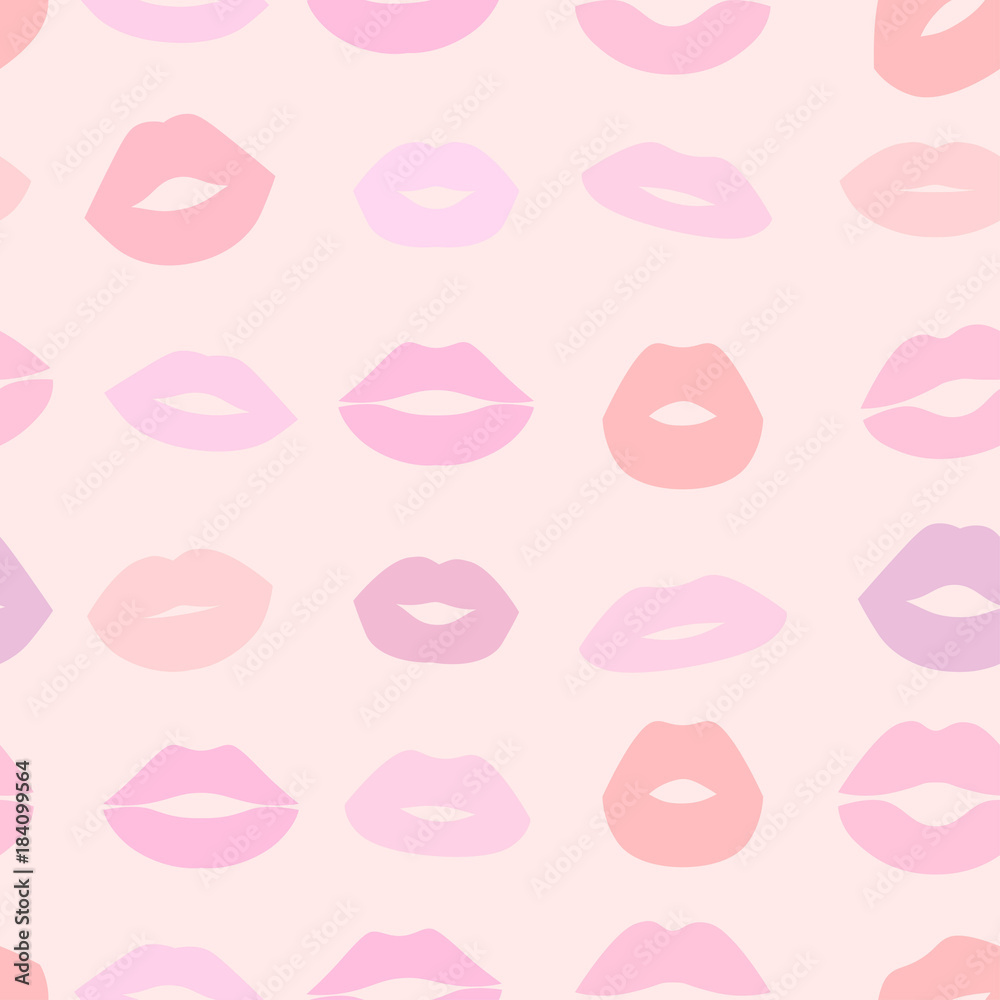 Seamless bright background with colorful female lips Seamless bright background with colorful female lips