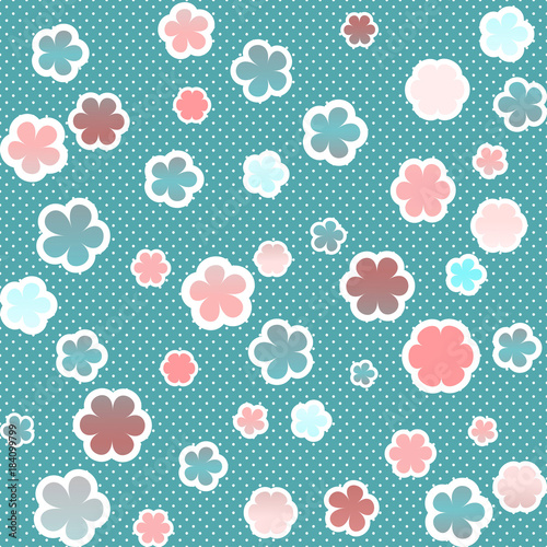 Pastel seamless texture with flowers and small dots