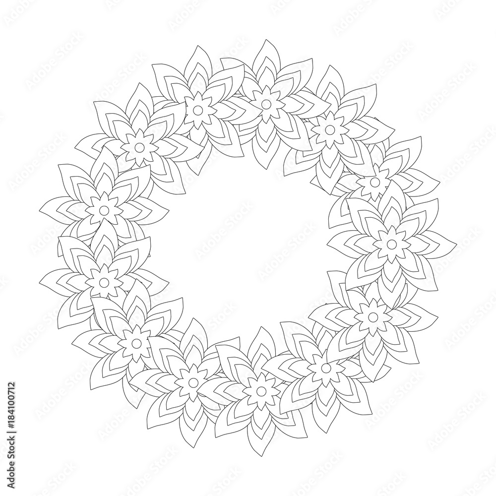 round frame  flower  vector  illustration