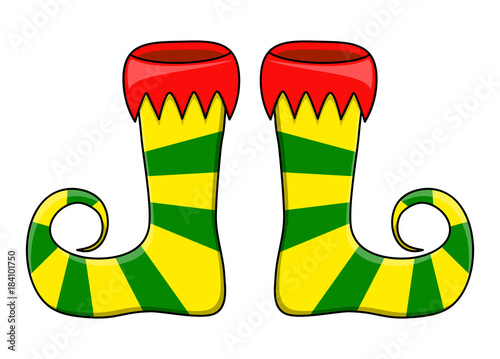 Elf shoes pair stripes design isolated on white background