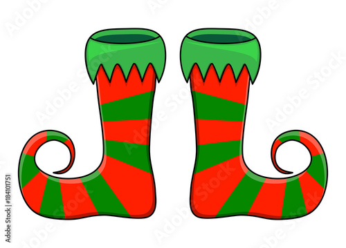 Elf shoes pair stripes design isolated on white background