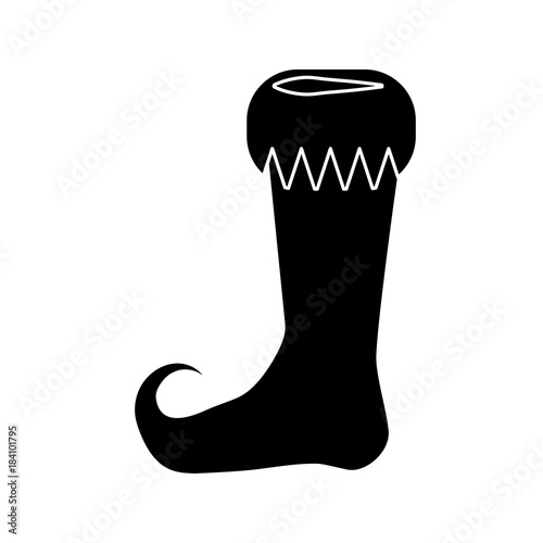 Elf shoe silhouette design isolated on white background