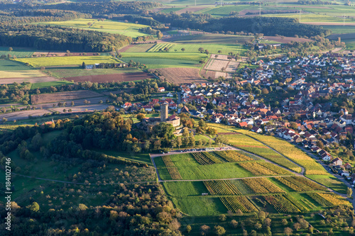 aerial view of castle Steinsberg near Sinsheim - Kraichgau - Germany photo