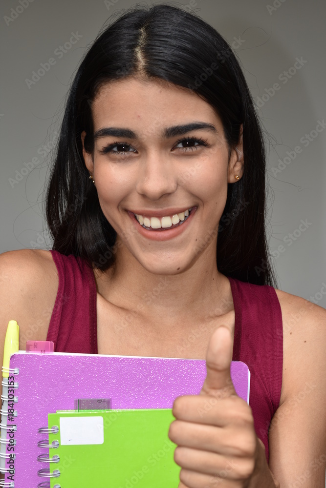 Latina Female Student With Thumbs Up Latina Female Student With Thumbs Up