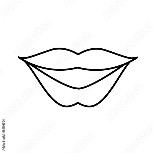 line fashion mouth with lipstick makeup in the lips