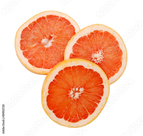 Abstract red background with citrus-fruit of grapefruit slices