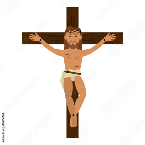 crucified Jesus cartoon icon vector illustration graphic design