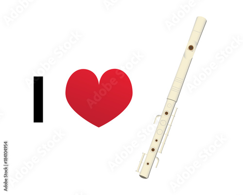 I love flute vector icon