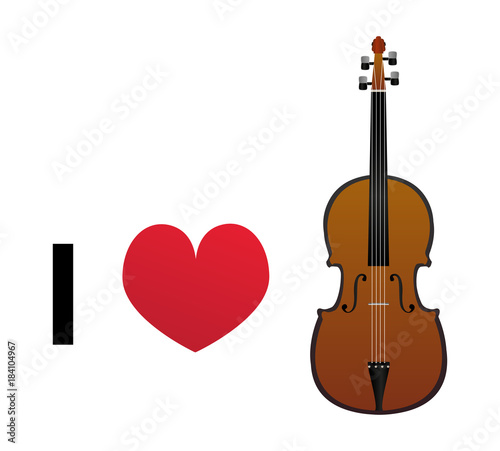 I love violin vector icon