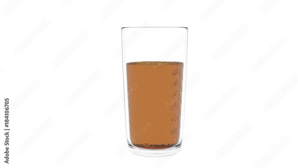 Animated black tea pouring into the clear glass on white background. Mask included (Glass and tea doesn't transparency) Animated black tea pouring into the clear glass on white background. Mask included (Glass and tea doesn't transparency)