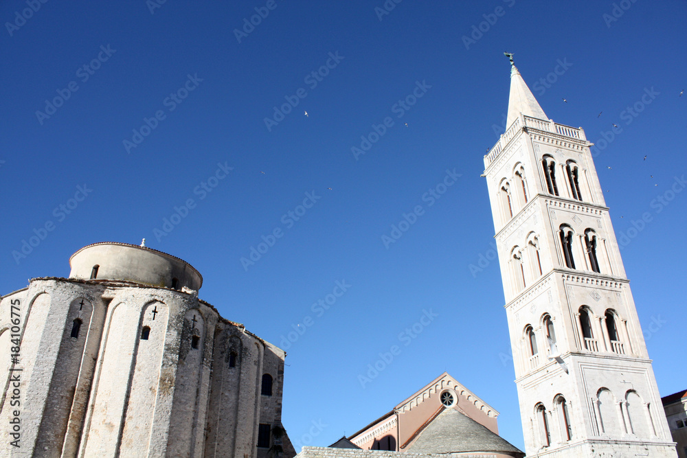 Fototapeta premium Church with bell tower in Zadar Croatia