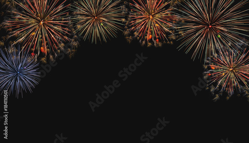 Colorful fireworks on night background  Fireworks for background