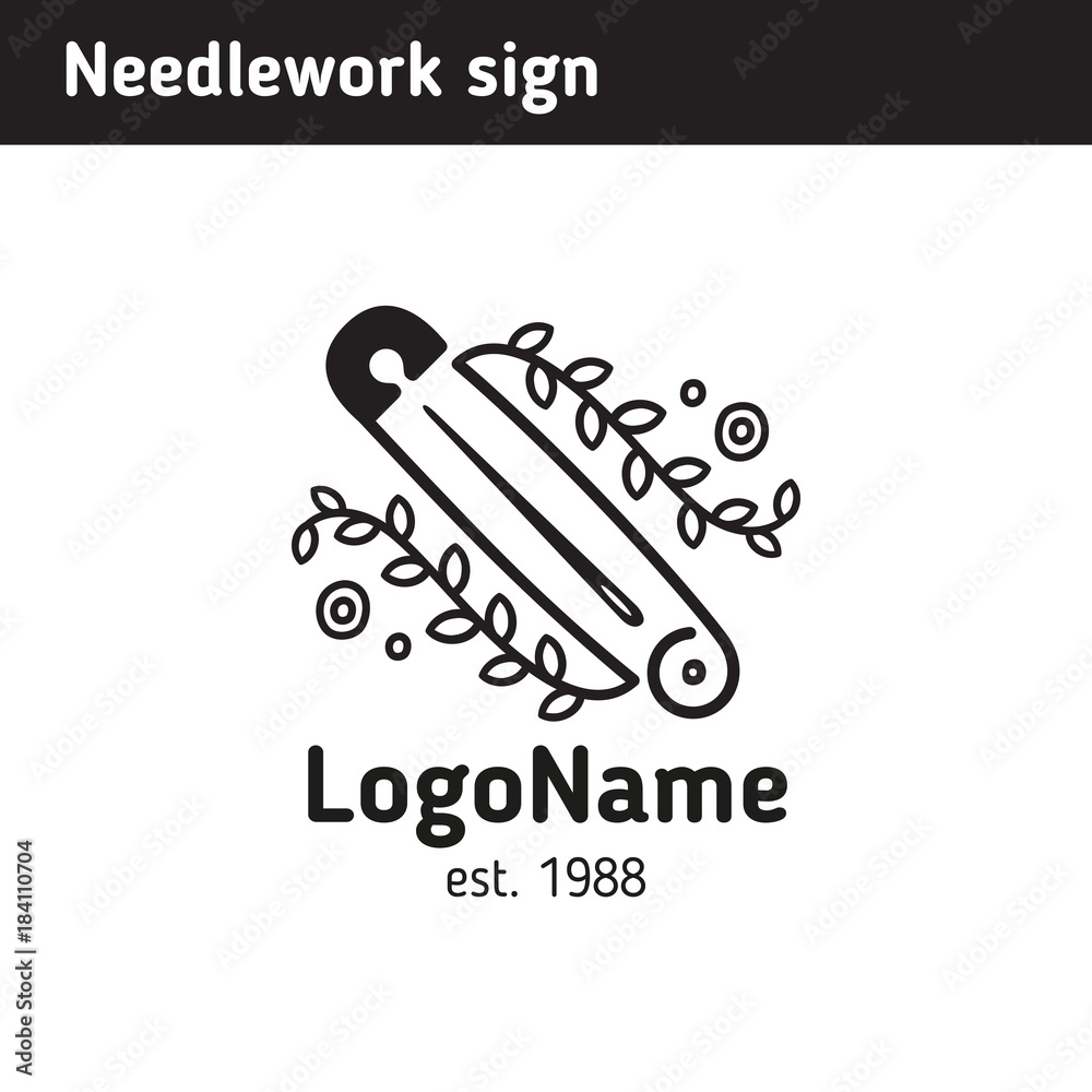 Logo pin and needle for needlework Logo pin and needle for needlework