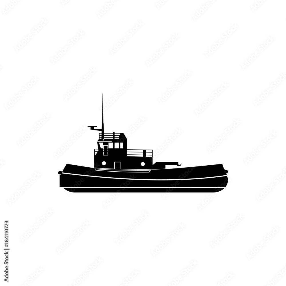towboat icon. Water transport elements. Premium quality graphic design icon. Simple icon for websites, web design, mobile app, info graphics