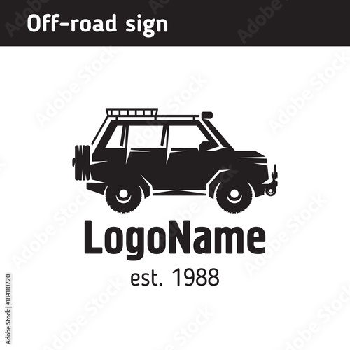 Sign of off road jeep, for travel and expeditions