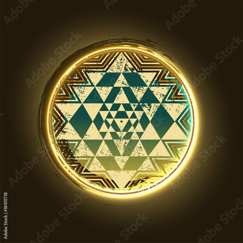 Sri Yantra golden vector symbol