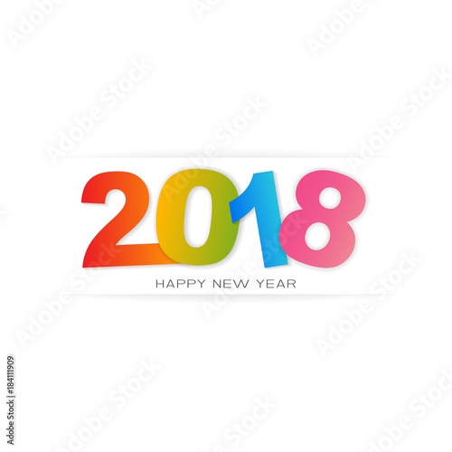 Happy New Year 2018. Modern design with colorful text, vector illustration