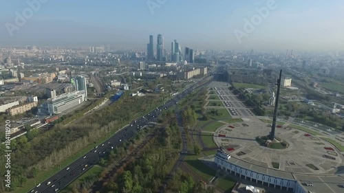 Aerial panorama at the Poklonnaya Hill in Moscow