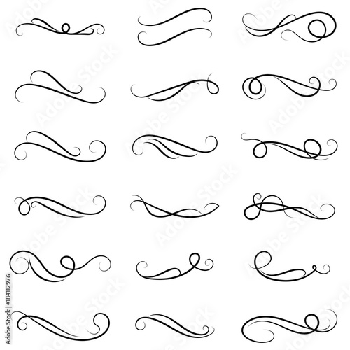 vector illustration set of vintage border calligraphic and dividers decorative, calligraphic swirl