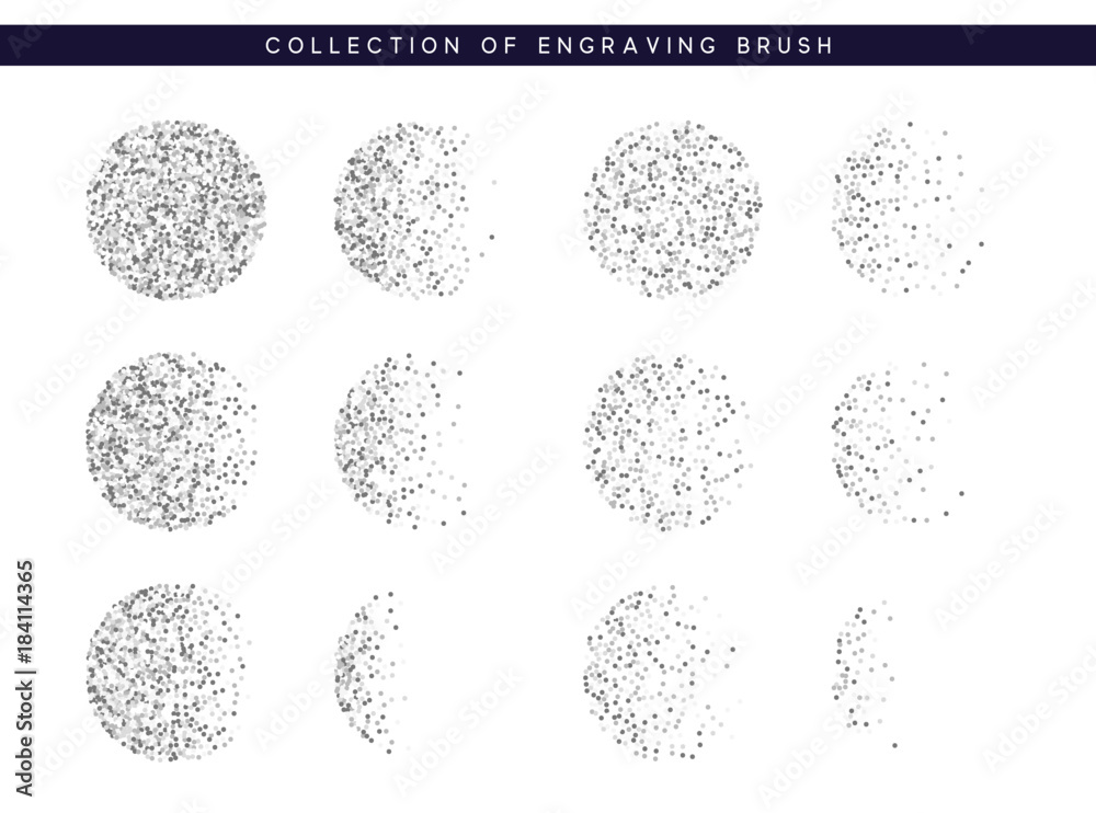 Set Brush stipple pattern for design. Dots texture.