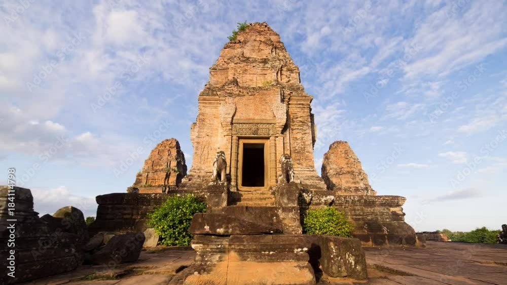 Angkor temple, East Mebon temple in the sky changing perspective Angkor temple, East Mebon temple in the sky changing perspective