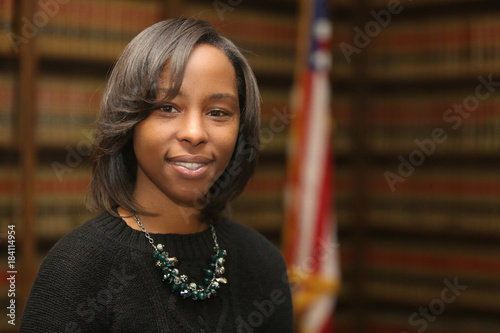 Portrait of a young attractive African American woman. Portrait of a woman attorney.