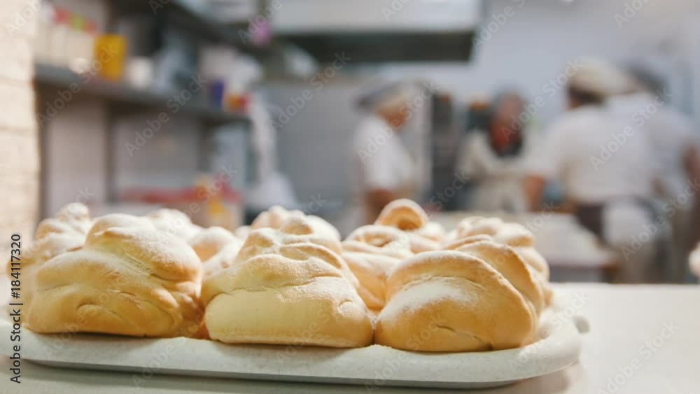Fresh hot pastries in the bakery Fresh hot pastries in the bakery
