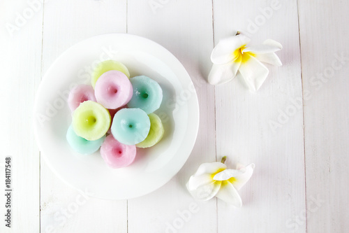 Flower scented thai sweet or Kanom Nam Dok Mai ,Thai dessert.